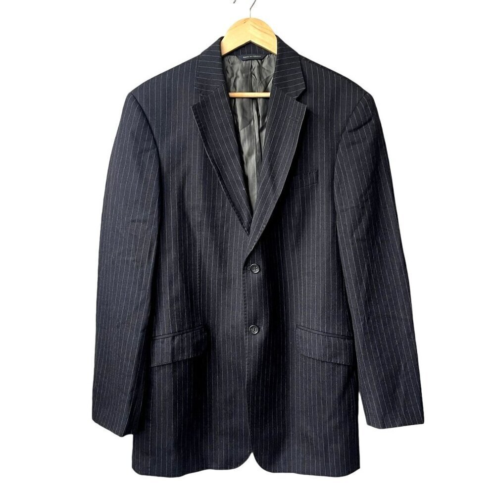 Banana Republic Mens Black Wool Size 42L Striped Sports Coat Suit‎ Blazer Jacket